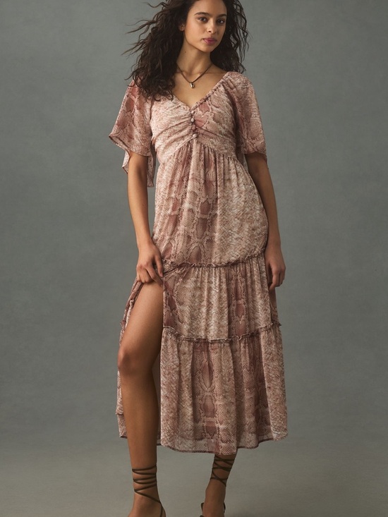 Anthropologie Dresses & Skirts - Anthropologie Short Sleeve Tiered Midi Dress S